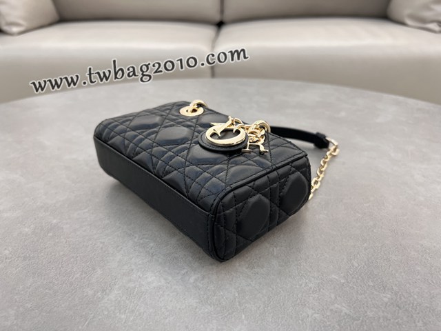 Dior专柜新款迪奥高仿原单黑色羊皮Lady D-Joy手袋手提肩背斜挎女包 djfk1834